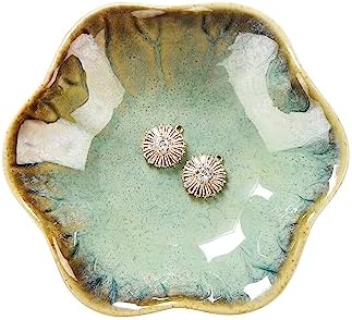 2PCS Ring Holder Dish, Small Key Bowl, Ceramic Trinket Tray Jewelry Dish Organizing Necklace Earrings for Mom Friend Sister, All Jewelries Are NOT Included. Light Green+Crystal Green.… - Image 4