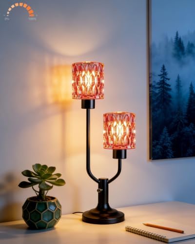 Lightdot Red Glass Vintage Lamp Mid Century Modern Table Lamp Dimmable Gift - Image 6
