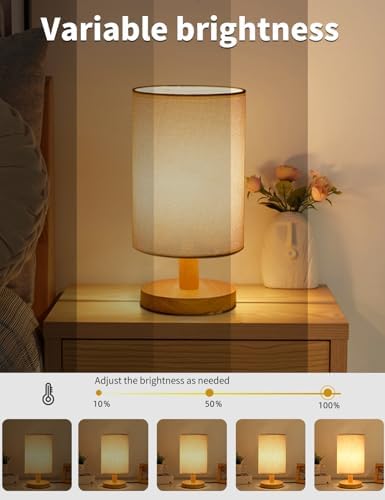 Table Lamp Set of 2, Bedside Lamp Nightstand Lamp,3 Colour telecontrol Desk Lamp, USB Powered LED Reading Lamp, Boho Vintage Small Lamp for Bedroom Living Room Office Dorm Dresser Bookshelf - Image 4