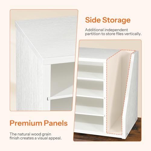 HOOBRO Mail Sorter, Literature Organizer with Adjustable Shelves, Paper Organizer for Office, Home, Wood Countertop File Holders, Mails, Magazines, White WT41WF01 - Image 5