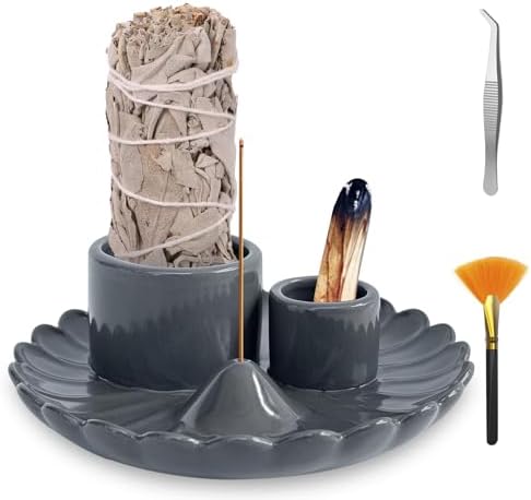 Palo Santo Sticks Holder, 4 in 1 Incense and Candle Holder Black by Esbaybulbs