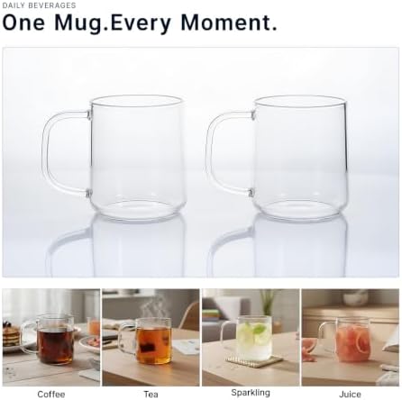 Aquach 16oz Glass Cups with Handle Set of 2, Clear Borosilicate Latte Mugs - Image 5