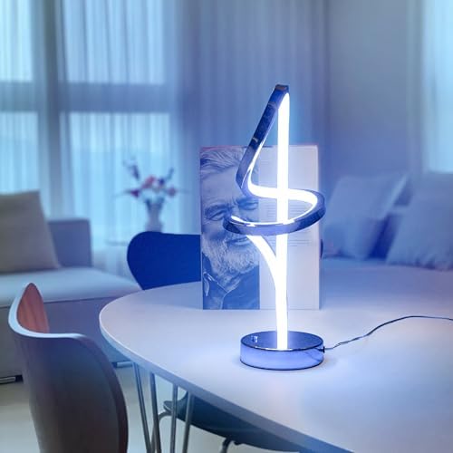 RGB Modern Small Table Lamp with LED Spiral Design, 15W Nightstand Lamp - Image 2
