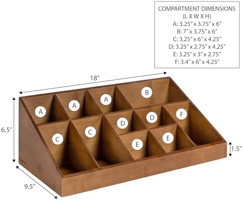 happimess Bambury 18" Cup and Condiment Station Bamboo Organizer, Brown - Image 3