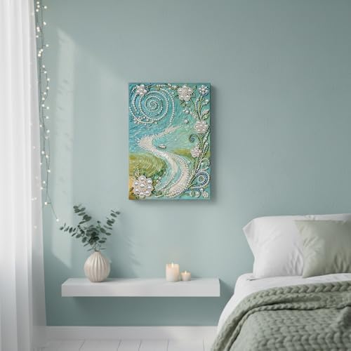 LQCrafK DIY Pearl Art Painting Handcraft Kit for Adults Beginners, Creative Design, Healing Stress-Relieving Home Wall Decoration, with Framed Painting and Tools-Trails - Image 3