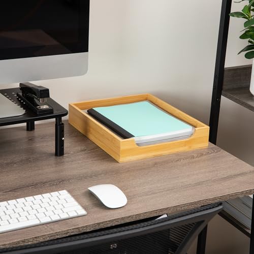 Mind Reader Paper Tray, Desktop Organizer, File Storage, Modern, Office, Bamboo, 10.25"L x 12.5"W x 2.25"H, Brown - Image 2