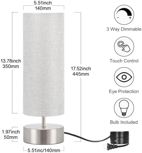 Bedside Touch Lamp, 3 Way Touch Control Table Lamp, Modern Nightstand Lamp - Image 2