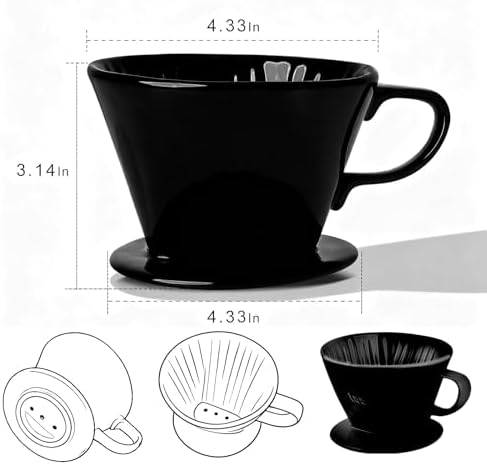 Ceramic Pour Over Coffee Dripper, V-Shaped Coffee Filter Cone - Image 3