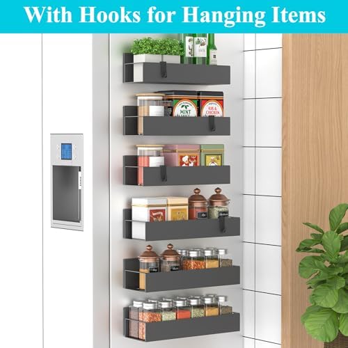 HuggieGems Metal Magnetic Spice Rack for Refrigerator Dark Gray, 6 Pack - Image 2