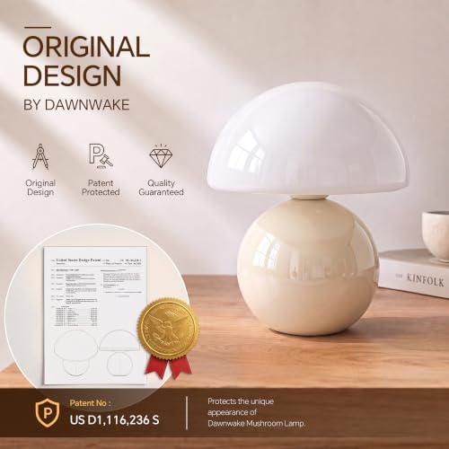 Dawnwake Mushroom Lamp Table Lamp for Bedroom-Small Desk Table Lamps,Cream - Image 5