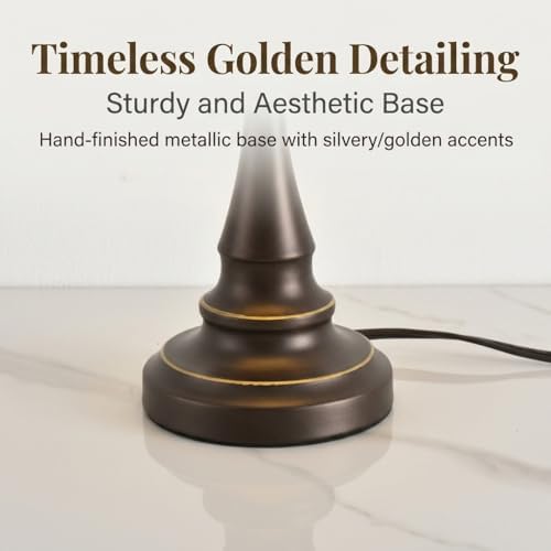 Traditional Table Lamp, Vintage Desk Lamp for Living Room with Fabric Shade, Farmhouse Bedside Lamp Brown Finish for Bedroom Nightstand Office Hotel (Pack-01) - Image 3