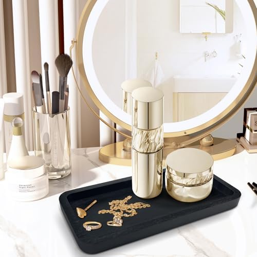 Bamboo Vanity Bathroom Tray for Counter, Bamboo Tray for Bathroom, Toilet Tank, Perfume 11.8L x 5.9W x 0.8H inch (Black) - Image 2