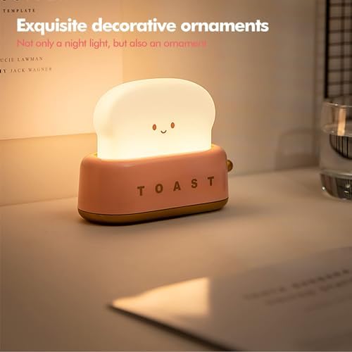 QANYI Cute Desk Decor Toaster Lamp, Kawaii LED Toast Bread Night Light Rechargeable and Portable Light with Timer, Christmas Gifts Ideas for Baby Kids Girls Teens Teenages - Image 4
