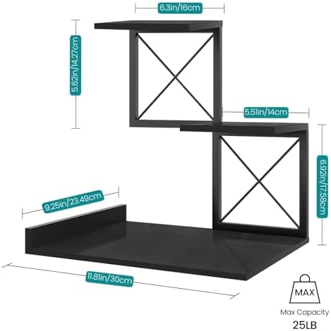 ELITEROO Wood Desktop Shelf, 3 Tier Desk Shelves Small Bookshelf Organizer, Office Storage Rack and Cubicle Organizers Accessories for Dorm Office Home Decor, Black - Image 3