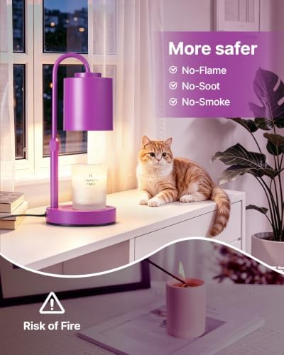 CASTLELIFE Dimmable Candle Warmer Lamp with Timer, Height Adjustable Candle Warmer for Jar Candles, Electric Wax Melt Warmer for Home Decor House Warming Gifts, Birthday Gifts for Women,Purple - Image 4
