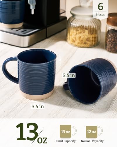 famiware Coffee Mugs Set of 6, 13 oz Mug Set, Ceramic Cup Set with Handle - Image 3