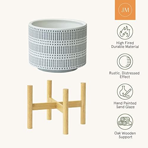LA JOLIE MUSE Ceramic Planter for Plant, 7.3 Inch Indoor Planter with Stand - Image 5