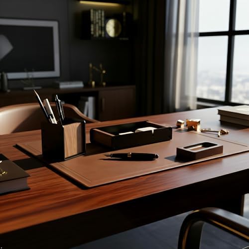 Walnut Desk Tray with Pen Holder Set, Solid Wooden Desk Drawer Organizer for Keys, Pen, Watch, Airpods, Earbuds, Cool Valet Tray for Men - Image 5