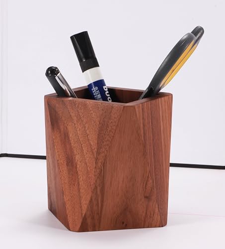 Black Walnut Wood Pen Holder for Desk - Luxury Geometric Office Organizer - Image 5