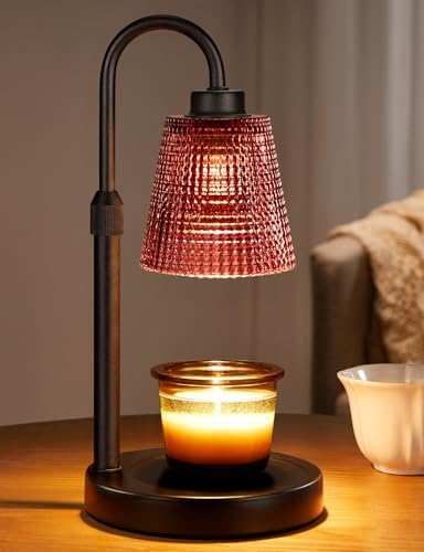 Pomegranate Red Candle Warmer Lamp with Timer, Dimmable Candle Warmer for Home Decor, Height Adjustable Candle Lamp for Jar Candles, Birthday Gifts for Women Mom, House Warming Gifts New Home by Innqoo