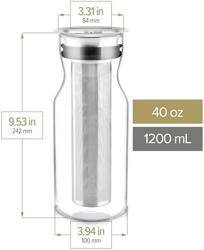 Teabloom Multi-Beverage Carafe (40 OZ / 1.2 L / 4-5 CUPS) – Brew and Serve Iced Tea, Cold Brew Tea and Fruit Infused Water – Cypress Carafe - Image 4