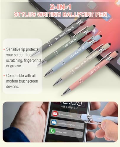 56 PCS Aesthetic School Supplies with Large Pencil Case, 5 Inspirational Ballpoint Pens, 12 Pastel Highlighters, 5 Black Ink Gel Pens, 6 Mechanical Pencils 0.5-0.7mm College Student Essentials (Blue) - Image 3