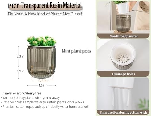 Melphoe Self Watering Pots for Indoor Plants Planter, 4.7 Inch 2 Pack Planters Self Watering Plant Pots for Flower, Houseplants, Succulent, African Violets and Cactus with Drainage - Image 5