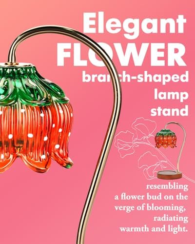 Funistree Flower Candle Warmer Lamp with Timer, Dimmable Candle Lamp Warmer, Christmas Birthday Gifts for Women Mom Her, Housewarming Home Decor, Lotus Wax Warmer for Yankee Candles - Strawberry - Image 3