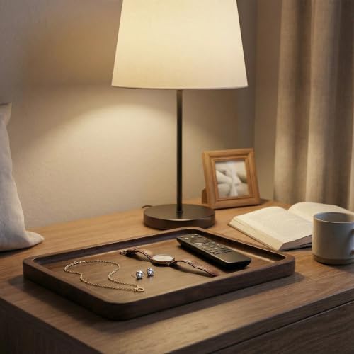 Solid Walnut Small Serving Tray - 11.81" x 7.8" x 0.79" One Piece Walnut Tray 1/4‘’ deep for Coffee Table, Breakfast,Bathroom Vanity, Perfume Display,Home Decor, Natural Finish, No Glue Joints - Image 5