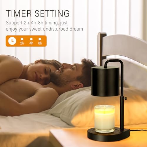 zukakii Candle Warmer Lamp Adjustable Height Dimmable with Timer Large Jar Candles Compatible - No Flame Scented Wax Warmer with 2 Bulbs - Mothers Day Gift - Black - Image 4
