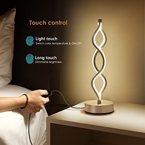 NUÜR Silver Infinity Spiral LED Table Lamp, Dimmable Bedside Lamp - Image 4