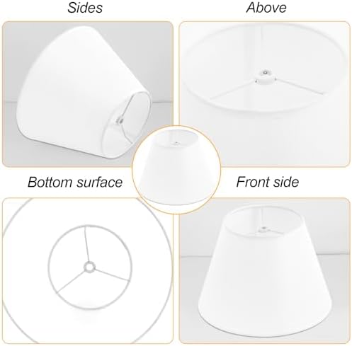 White Lamp Shade for Table Lamps, Small Empire Linen Textured Fabric Lampshade, 6 Inch Top 10 Inch Bottom 7 Inch High, Spider Fitter Replacement Shade for Bedside and Nightstand Lamps - Image 5