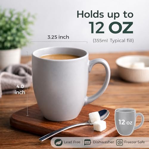 AmorArc 12 oz Coffee Mugs Set of 12, Ceramic Coffee Cups-Matte Gray - Image 2