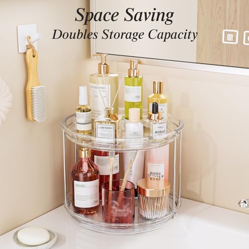 LAMU 3 Pack 10.6'' 2-Tier Lazy Susan Turntable Organizer Rotating Spice Rack Organization for Cabinet, Kitchen, Pantry, Countertop, Bathroom, Vanity, Makeup Organizer, Clear - Image 5