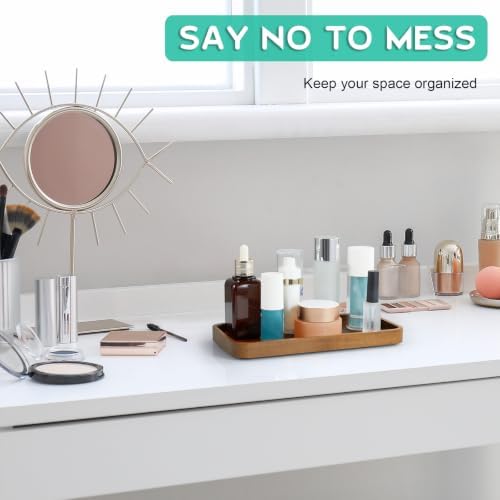 ALELION 10" Acacia Wood Bathroom Vanity Tray for Counter, Wooden Soap Dispenser Tray for Kitchen, Toilet Tank Tray, Perfume Makeup Jewelry Catchall Organizer - Image 6
