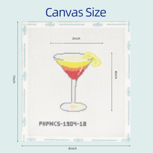 Howie's Needlepoint Drink Needlepoint Kits for Adults & Beginners, 18 Mesh Printed Needlepoint Canvas, Stamped Patterns Canvas Starter Kits(Tequila Sunrise,4"x 3") - Image 2