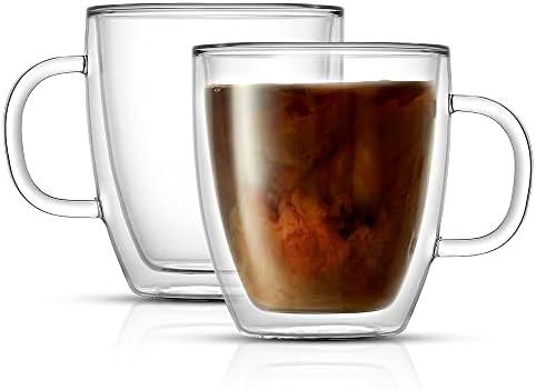JoyJolt Savor Double Wall Insulated Glasses - Coffee Mugs (Set of 2) - 13.5-Ounces by JoyJolt