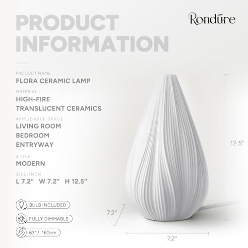 RONDURE Modern Ceramic Decorative Table Lamp Living Room Bedroom Bedside - Image 3
