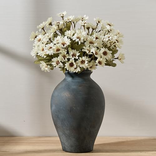 SIDUCAL Ceramic Vintage Flower Vase | 9 Inch Large Pottery Rustic Farmhouse Boho Vase for Home Decor, Table, Living Room, Bathroom, Coffee Desk, Shelf, Mantel Decoration, Wedding, Bronze - Image 2