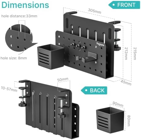 PEGZONE Desk Side Storage Organizer, Fits Flat Edge 0.4" to 2.2", Black - Image 6
