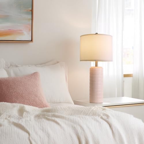 PoKat 27.5" Pink Ceramic Table Lamps for Girls Room Set of 2, Modern Bedroom Lamps, Bedside Lamps for Night Stands Living Room, Cute Lamps Pink Decor, Nightstands Desk Nursery - Image 5