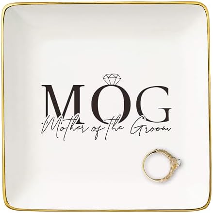 MOG,Wedding Mother of the Groom Gifts from Bride,Bridal Shower Gifts for Mother-In-Law from New Daughter,Thank You Presents for New Mom-Ceramic Jewelry Tray Trinket Holder Ring Dish by NZY