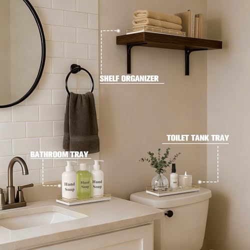 Bathroom Vanity Tray for Countertop, 12" x 6" Oak Wood Toilet Tank Tray - Image 4