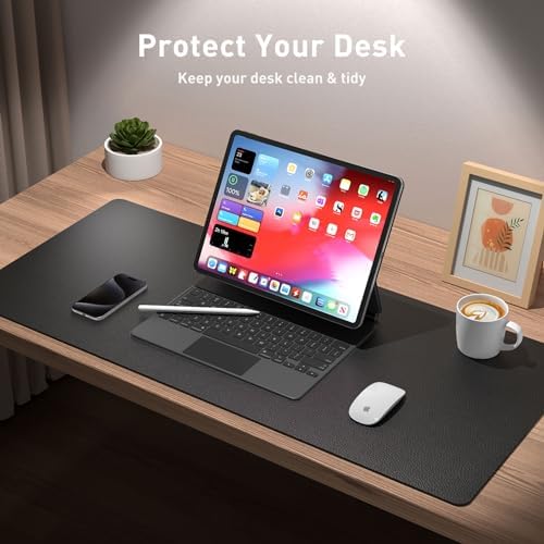 Aothia Leather Desk Pad Protector, Mouse Pad, Office Desk Mat, Non-Slip PU Leather Desk Blotter, Laptop Desk Pad, Waterproof Desk Writing Pad for Office and Home (Black,36" x 17") - Image 3
