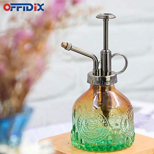 OFFIDIX Glass Plant Mister Spray Bottle, Vintage Spritzer, Succulent Watering Bottle with Bronze Plastic Top Pump, Small Sprayer Mister for Garden and Indoor Plants - Image 4