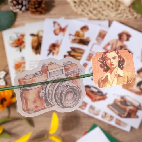 Snycler Sticker Book for Journal 20 Sheets Vintage PET Washi Stickers-5 - Image 5