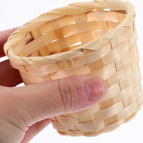 Cabilock 12 pcs Hand Woven Storage Basket Mini Desktop Storage Basket for Snacks Sundries Dried Flowers Office Desk and Home Organizer 2.95 X 2.95 X 2.36 in - Image 3