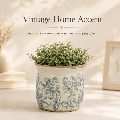 Doysayes Vintage Ceramic Flower Pot for Indoor Plant with Drainage Hole - Image 5