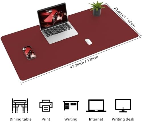 AFIING Cork Desk Mat 47" x 23.6", Dual-Sided Natural Cork & PU Leather Desk Pad, Non-Slip Waterproof Large Mouse Pad for Office, Home & Gaming (Red) - Image 4
