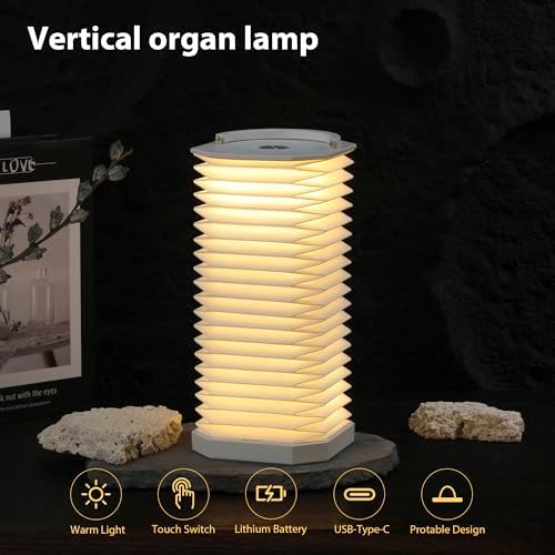 Portable Paper Lamp, Accordion Desk Lamp,Japanese Lanterns lamp - Image 3